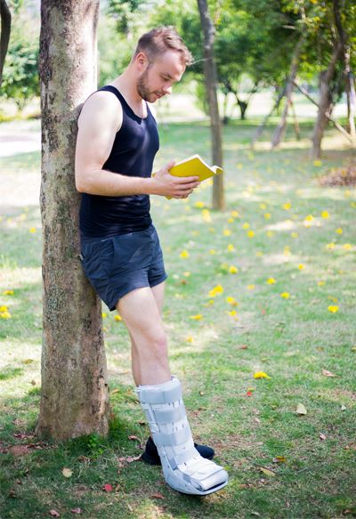Model Wearing Air Walking Boot